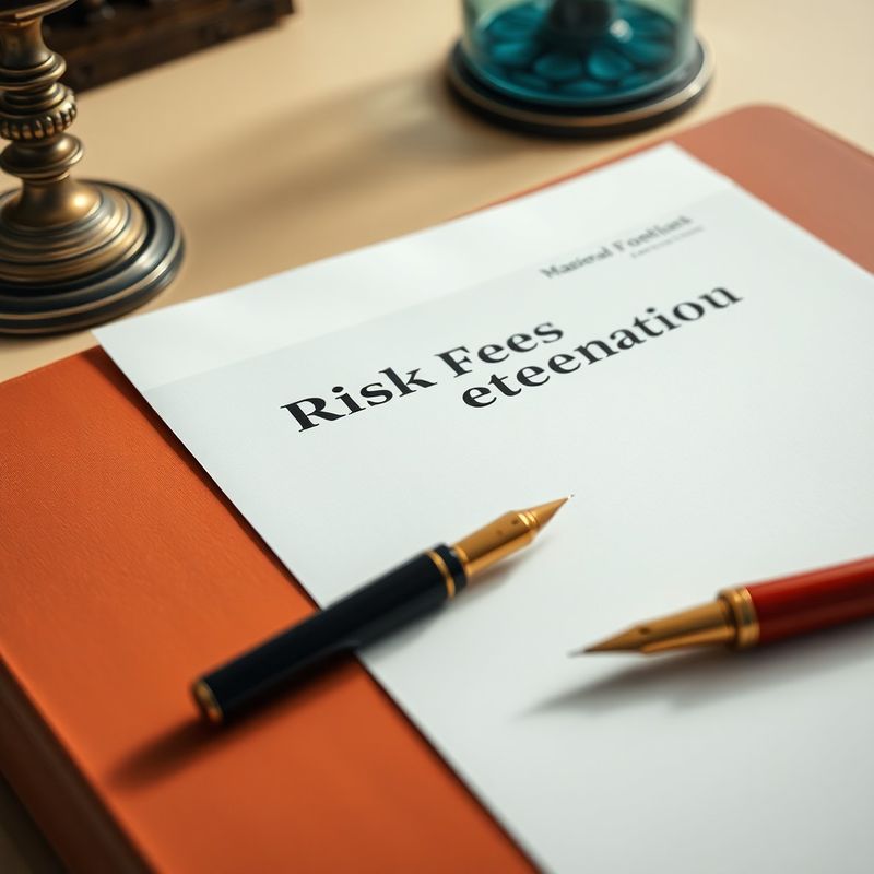Printed risk-scenario document and fountain pen on a warm cream desk